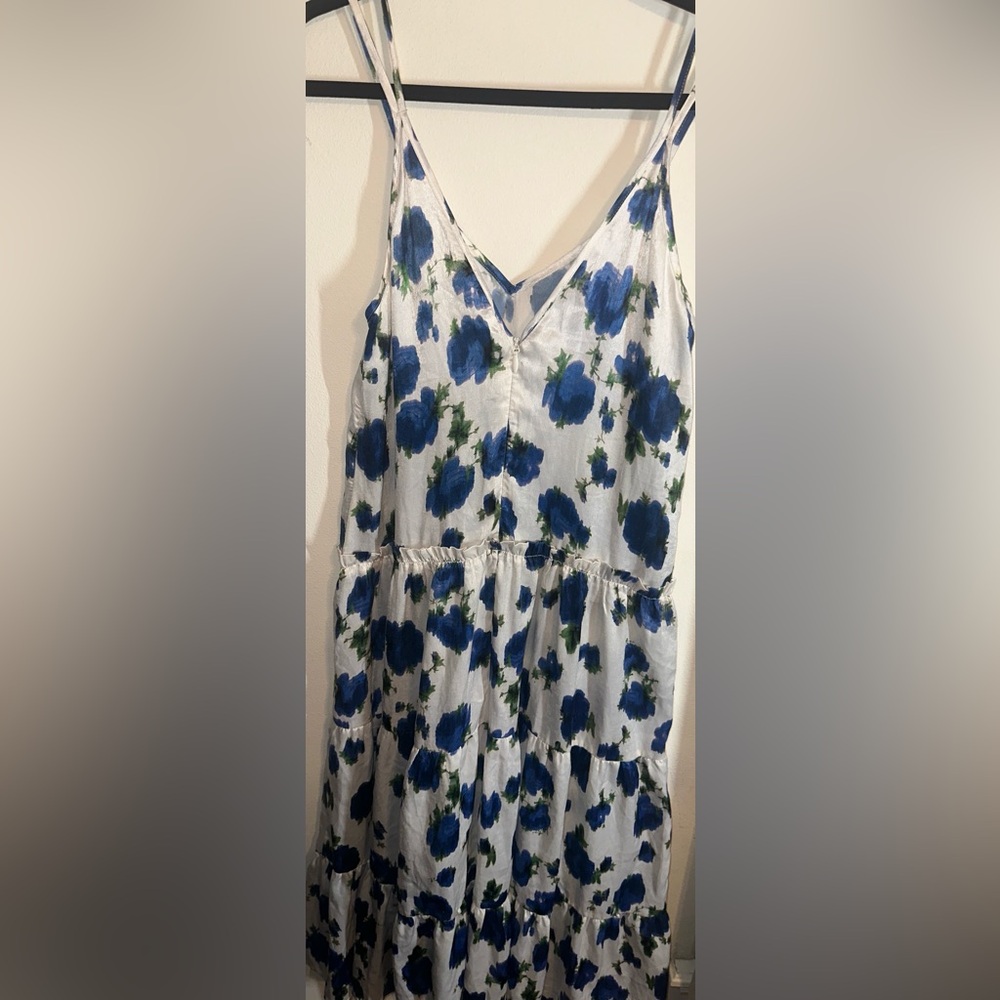 New - TopShop Women’s Floral Tiered Satin Slip Dress